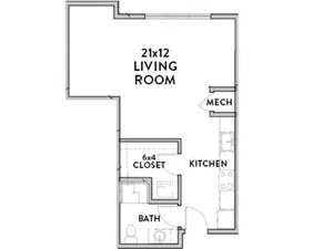 Studio Floor Plan with Room Dimensions