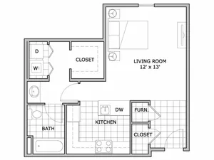 Studio Apartment | The Abbey | Springfield, MO