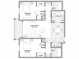 2 bedroom apartment home at The Abbey
