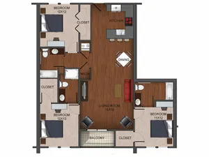 floor plan image of 3 bedroom apartment home image