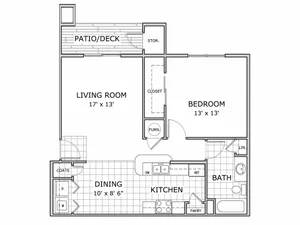Coryell Crossing Apartments One Bedroom Floor Plan