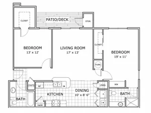 Coryell Crossing Apartments Two Bedroom Floor Plan
