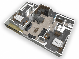 The Falcon Apartments 2 bedroom floor plan with hardwood style flooring