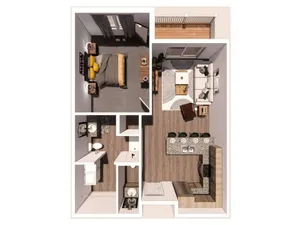 1 Bedroom 1.5 Bathroom