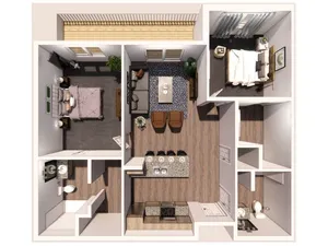2 Bedroom B 3D Floor Plan