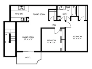 2 Bedroom 1 Bathroom  -940 sf
