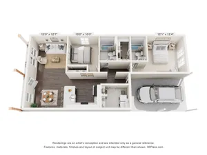Two Bed / Two Bath - 1013 sq ft