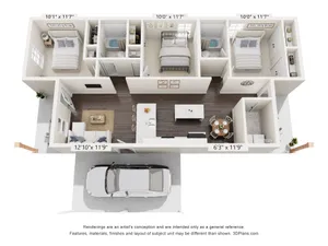 Three Bed / Two Bath - 1051 sq ft