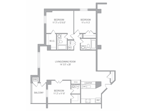 Floor Plan 5 | Apartments In Arlington | Courtland Towers