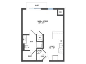 Floor Plan 2 | 1 Bedroom Apartments Pittsburgh Pa | Arsenal 201