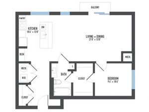 Floor Plan 7 | 1 Bedroom Apartments Pittsburgh Pa | Arsenal 201