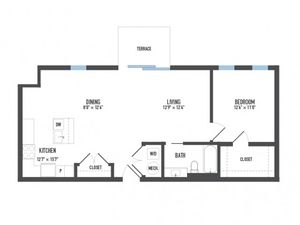Floor Plan 12 | 1 Bedroom Apartments Pittsburgh Pa | Arsenal 201