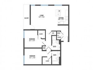 Floor Plan 22 | 1 Bedroom Apartments Pittsburgh Pa | Arsenal 201