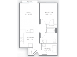1 Bedroom Floor Plan | Indianapolis Apartments | Artistry