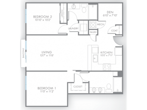 2 Bedroom Floor Plan | Apartment Rental Indianapolis | Artistry