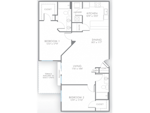 2 Bedroom Floor Plan | Apartment Rental Indianapolis | Artistry