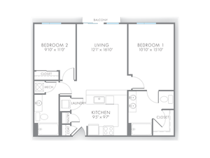 2 Bedroom Floor Plan | Apartment Rental Indianapolis | Artistry