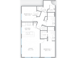 2 Bedroom Floor Plan | Apartment Rental Indianapolis | Artistry