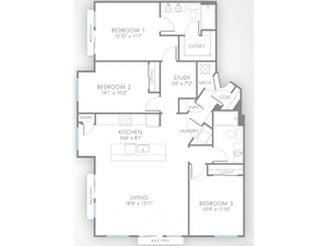 3 Bedroom Floor Plan | Apartments For Rent In Indianapolis In | Artistry