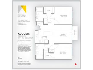 2 Bedroom Floor Plan | Apartment Rental Indianapolis | Artistry