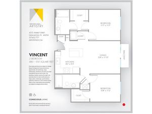 2 Bedroom Floor Plan | Apartment Rental Indianapolis | Artistry