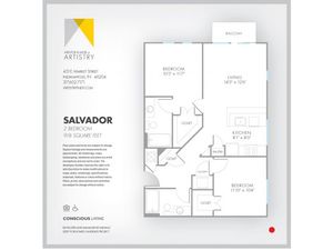 2 Bedroom Floor Plan | Apartment Rental Indianapolis | Artistry
