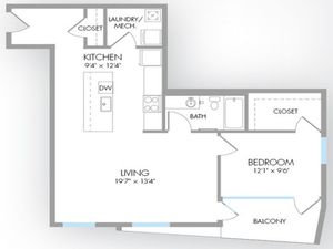 1 Bedroom Floor Plan | Indianapolis Apartments | Artistry