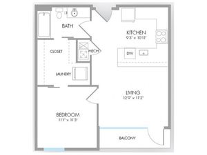 1 Bedroom Floor Plan | Indianapolis Apartments | Artistry