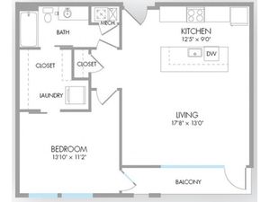 1 Bedroom Floor Plan | Indianapolis Apartments | Artistry