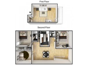 University Terrace Apartments - Three Bedroom Split Level - Furnished Units