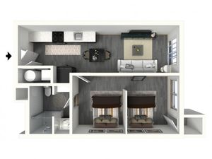 1 Bed - Standard - 3D - Furnished