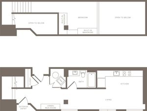 864 square foot one bedroom one bath apartment floorplan image