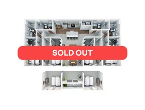 Sold out modern floor plan featuring multiple bedrooms, open living space, and state-of-the-art kitchen.