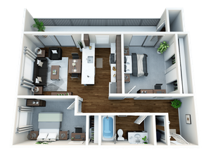 2 bedroom, 1 bath with a large balcony/patio area.