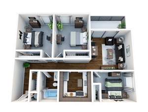 3 bed, 1 bath apartment with a patio/balcony
