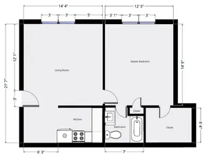 1 Bedroom Floorplan