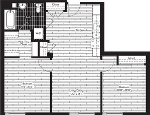878 square foot two bedroom one bath floor plan image