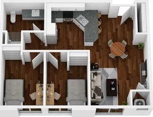 Renovated 2 Bedroom Floor Plan.