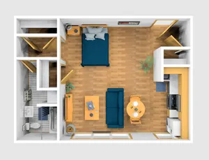 Studio Furnished 3D View