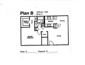 1-Bedroom 1-Bathroom Floor Plan