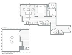 E / Studio / 1 Bath