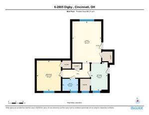 Modern floor plan of a Cincinnati apartment featuring 1 bedroom, spacious living area, functional kitchen, and cozy bath, totaling 666 sq ft.