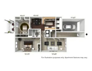 2 Bedroom Floor Plan | Apartments For Rent | StoneGate Apartment Homes
