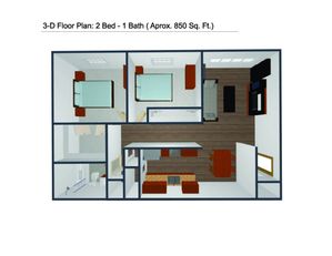 The Hawthorne – 2 BA/1BA Floor Plan