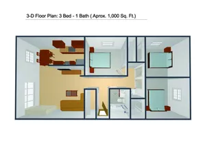 The Hawthorne – 3 BA/1 BA Floor Plan