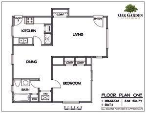 Oak Garden - One Bedroom Floorplan