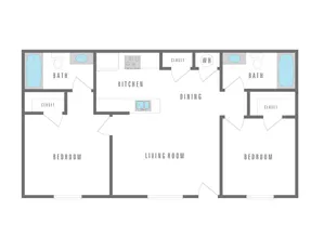 2 Bedroom 2 Bath 756 sqft