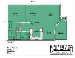Two Bed Two Bath Floor Plan