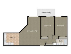 2 Bed X 1 Bath - 1