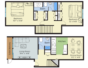 2 Bdrm Floor Plan | Falmouth Maine Apartments For Rent | Foreside Estates